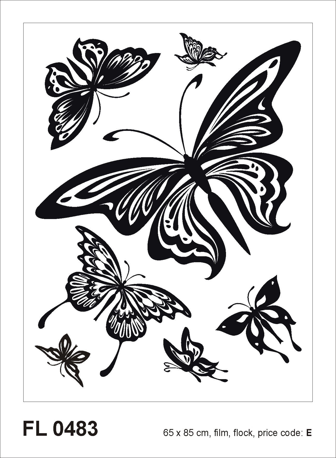 WANDTATTOO Schmetterlinge 65 x 85 cm - Schwarz, Papier (85/65/65cm) - Sanders & Sanders