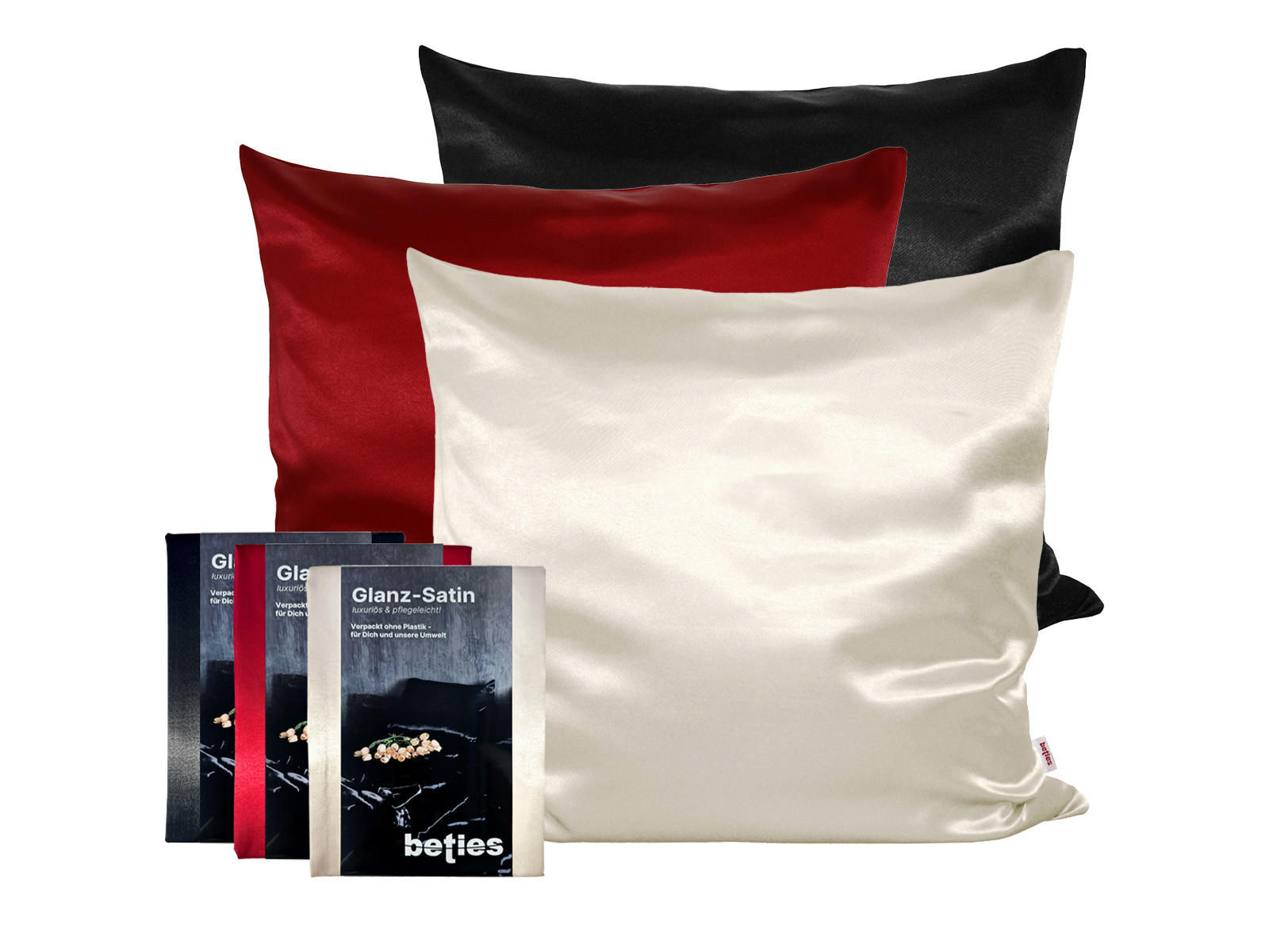 KISSENBEZUG Glanz Satin karmin-rot 80/80 cm - Rot, Textil (80/80cm) - beties Heimtextil