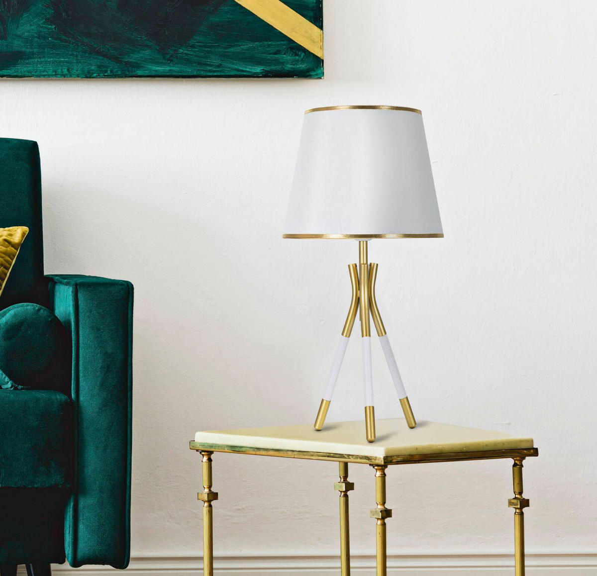 TISCHLEUCHTE Triply 57 cm - Weiß, Metall (28/28/57cm) - Mauro Ferretti