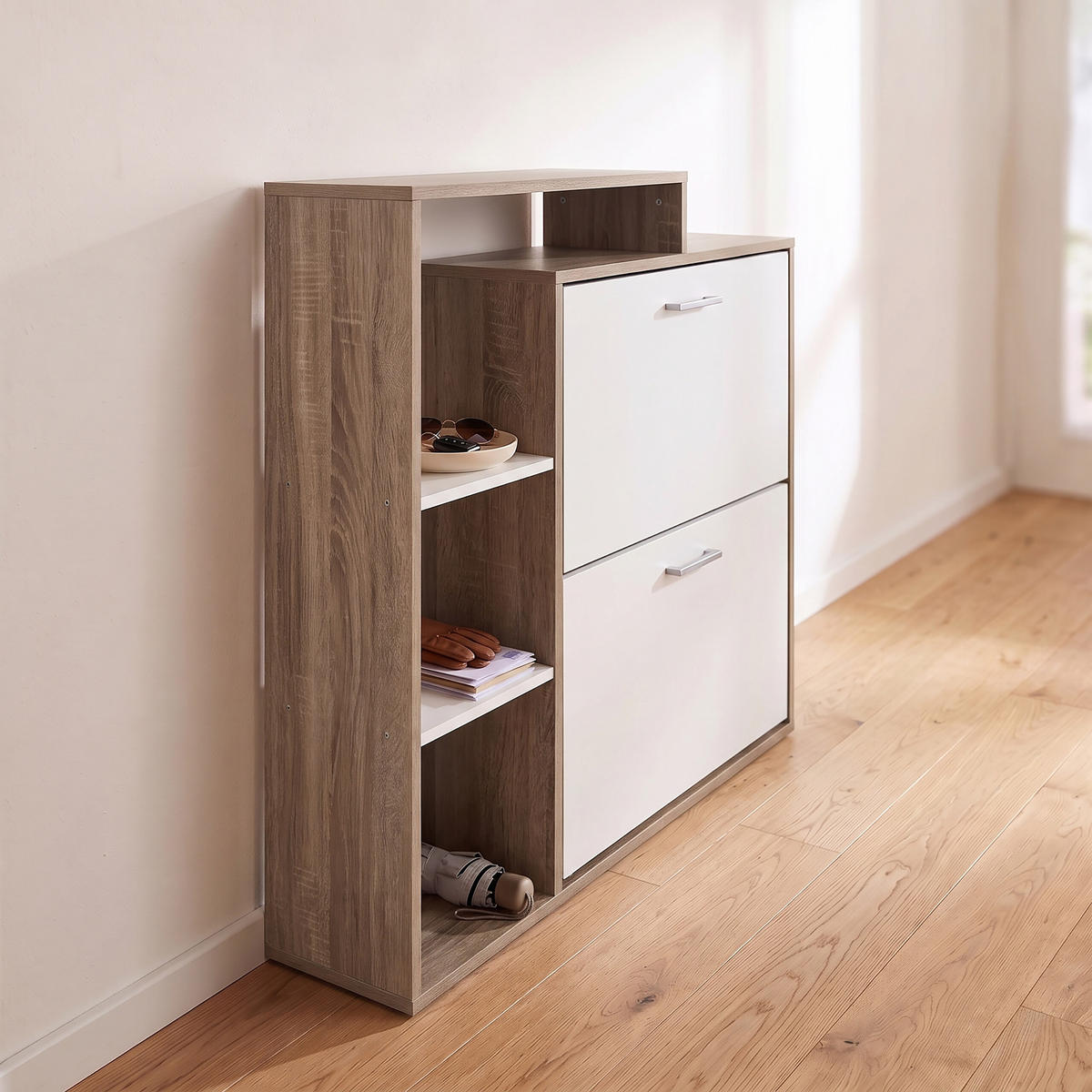 CIPELAR Prirodna bijela industrijska 2 preklopa - višebojno, drvni materijal/plastika (80/90/23.5cm) - Relaxdays