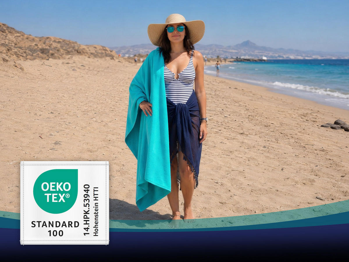 STRANDTUCH, 100x200 cm, 100% Baumwolle, Blau - Blau, Textil (100/200cm) - Zollner