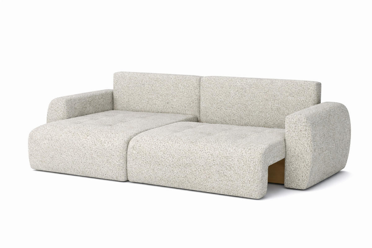ECKSOFA Mit Schlaffunktion Und Bettkasten L-Form Ivo L, Chenille-Stoff Artico, Nata, Links - Beige, Holz (250/142cm) - Kaiser Möbel