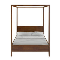 HIMMELBETT Canopy 140/200 in Nussbaumfarbe - Walnussfarben, Holz/Buchenholz (140/200cm) - Visby
