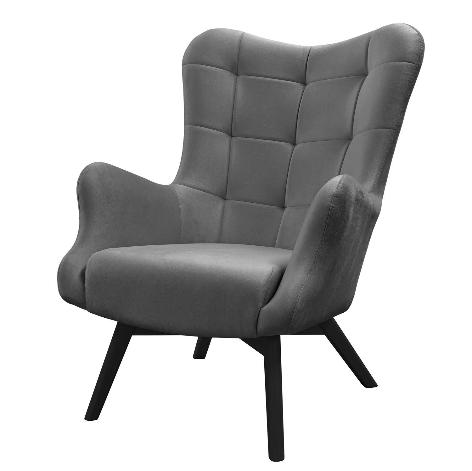 SESSEL SAND mit schwarzen Beinen - Dunkelgrau/Schwarz, Textil (80/105/86cm) - Lookway