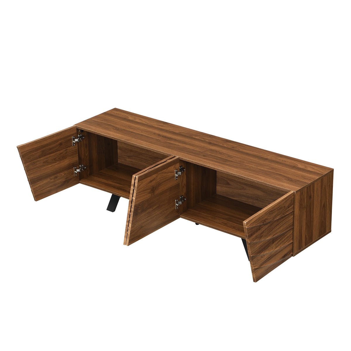 TV-SCHRANK in Walnuss-Look mit Wellenfront und Eisenbeinen 160/39/50.5 cm - Walnussfarben, Holzwerkstoff (160/50.5/39cm) - Redom