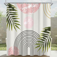 DUSCHVORHANG Rosa Blätter Linie 120 x 200 cm - Multicolor, Textil (120/200cm)