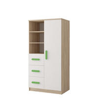 REGAL 80/159/40 cm Jonas III 3S1D 05 Sonoma/Weiß + grüne Griffe - Weiß/Grün, Holz/Holzwerkstoff (80/160/40cm) - imoebel24