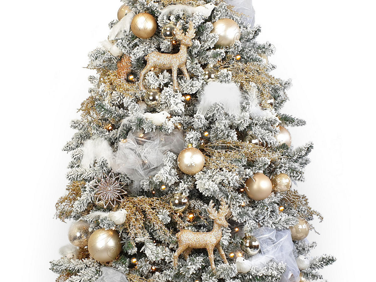 LAALU CHRISTBAUMKUGEL-SET 6 Stück: Dekorationen rund Creme Mix 10 cm - Creme, Glas (0.01/1/0.01cm) - LAALU