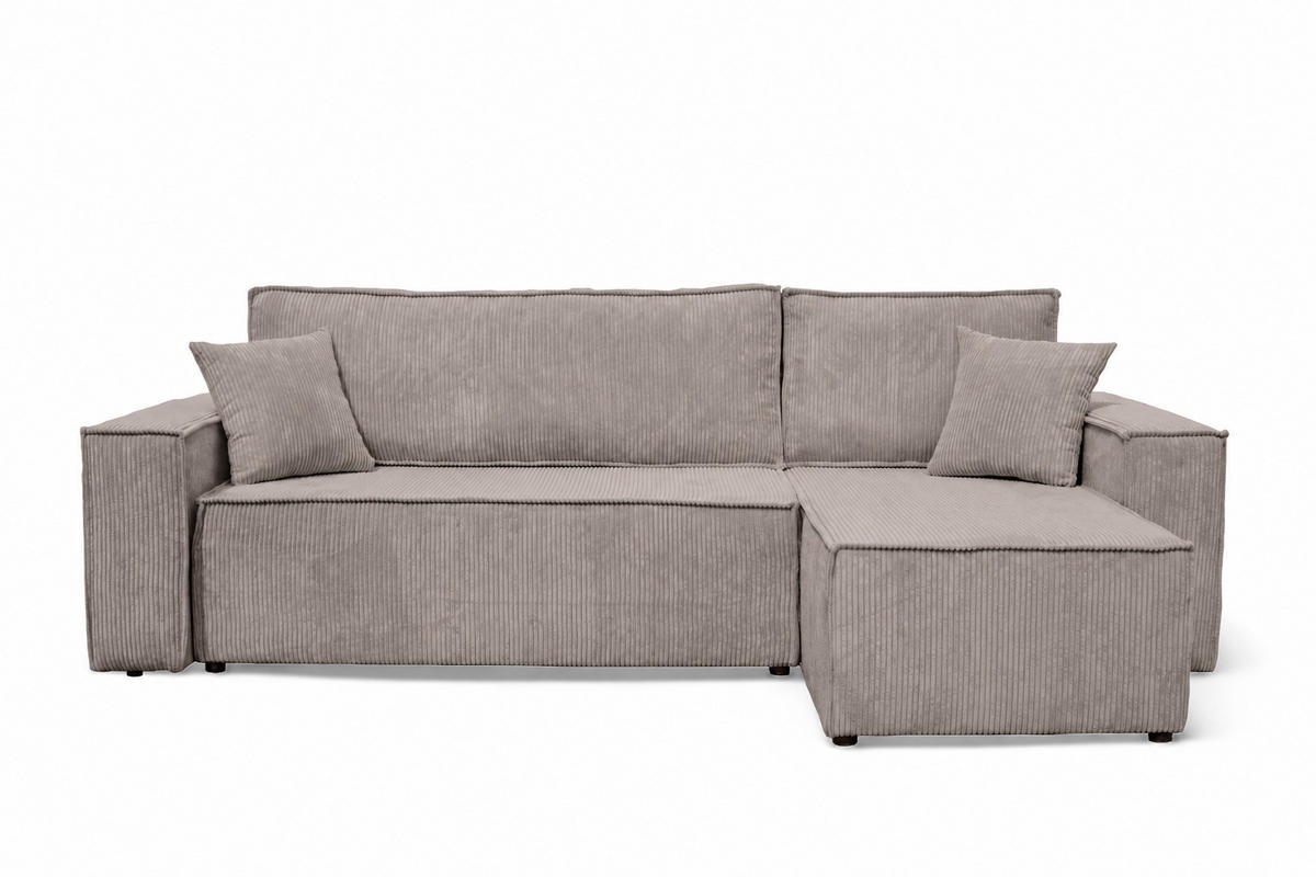 ECKSOFA Karl L mit Bettkaste und Schlaffunktion, Taupe - Taupe, Textil (244/145cm) - KS Home Concept