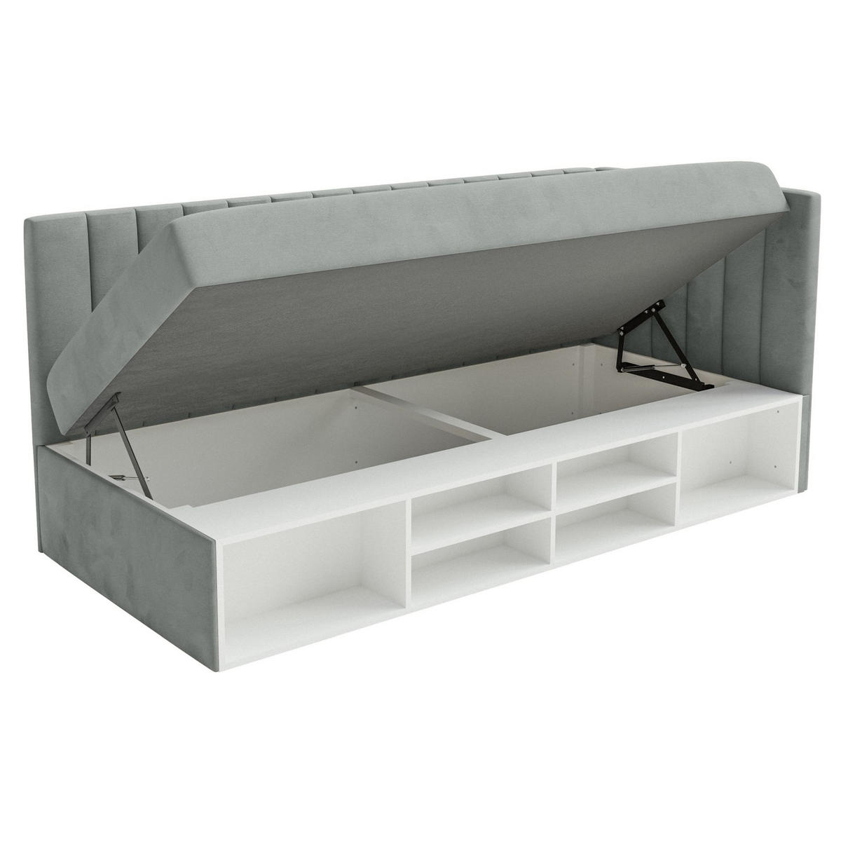 JUGENDBETT Ventrio Grau Easy-Clean-Samtbezug 90x200 cm - Grau, Holz/Textil (90/200cm) - Selsey