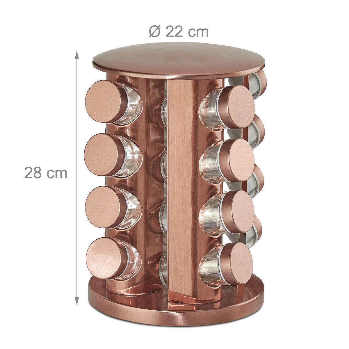 GEWÜRZKARUSSELL - Kupferfarben, Glas/Metall (22/28/22cm) - Relaxdays