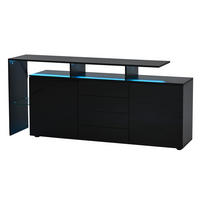 SIDEBOARD DE-38591 160/35/70 cm LED-Beleuchtung und Hochglanz Schwarz - Schwarz, Holzwerkstoff (160/70/35cm) - ComfortXL