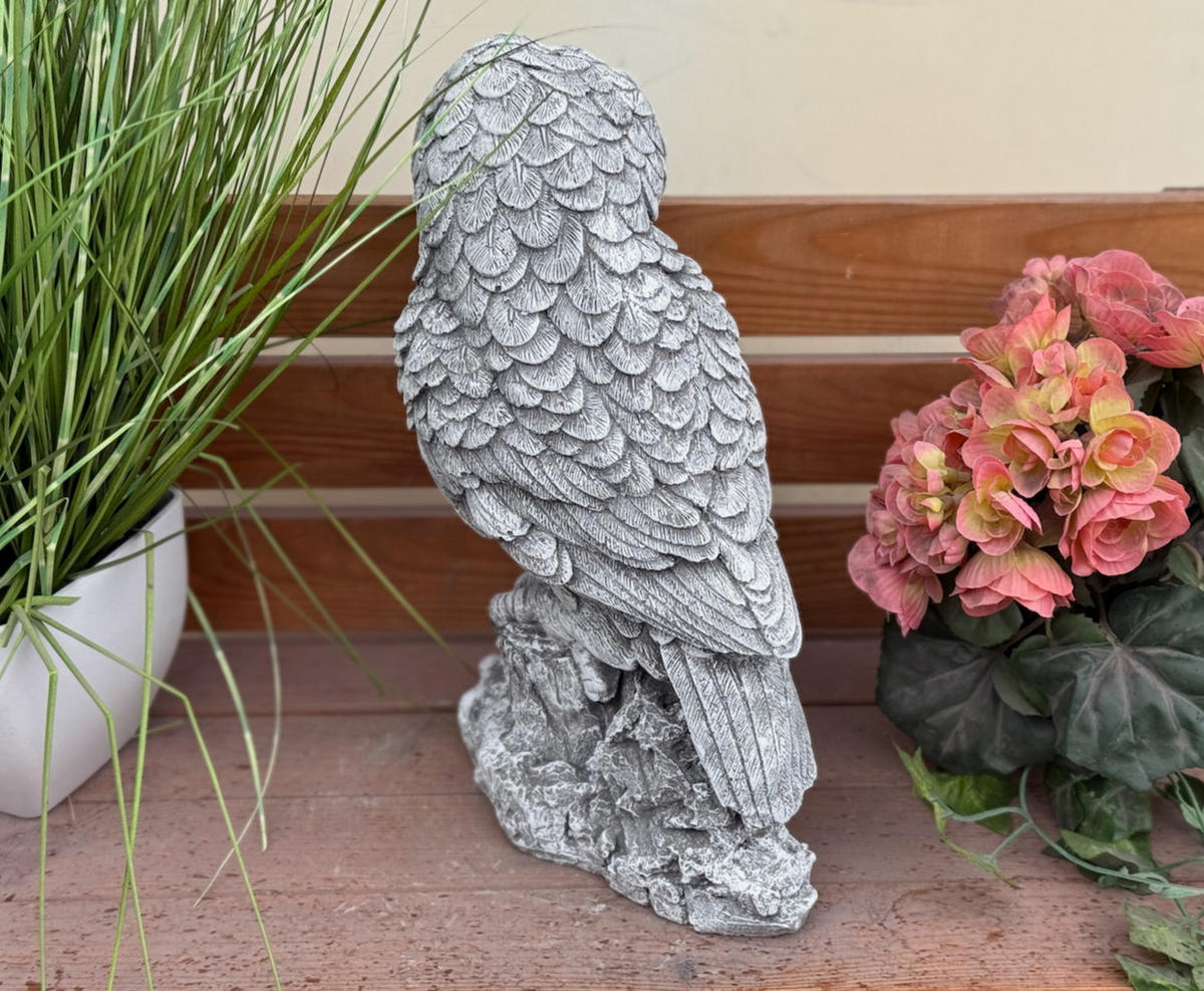 STEINFIGUR Eule Schleiereule frostfest massiv - Grau, Stein (15/32/21cm) - stoneandstyle