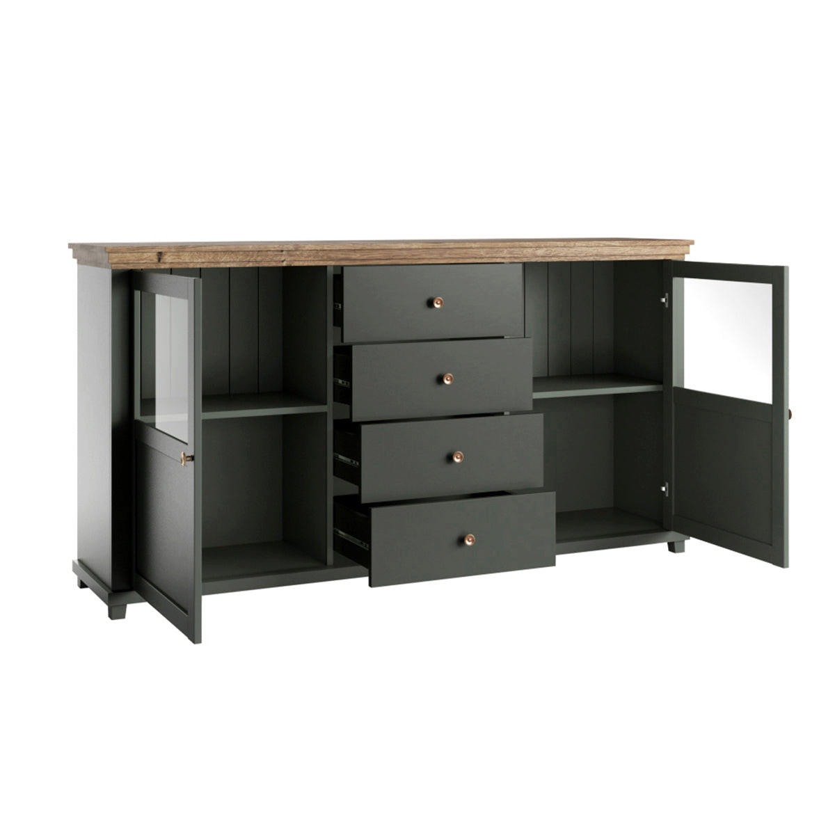 SIDEBOARD Martin Grün und Holz - Grün, Holzwerkstoff (181/93/42cm) - Petits-meubles