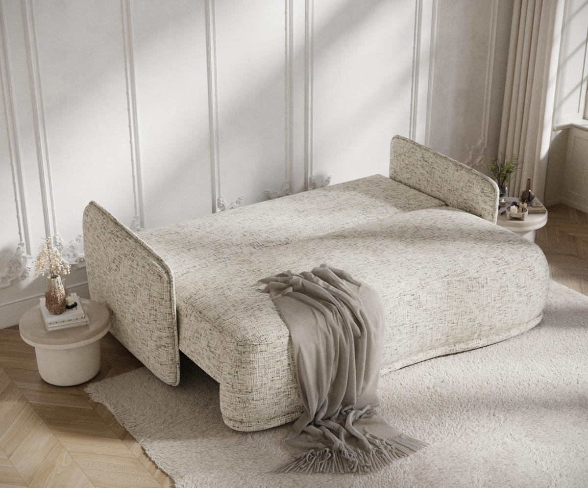 SCHLAFSOFA Mitsis Beige Webstoff - Beige/Schwarz, Holz/Holzwerkstoff (231/93/106cm) - Maison de Reve