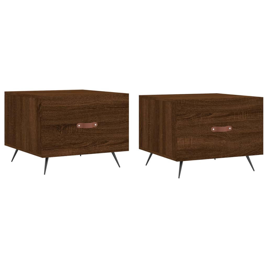 COUCHTISCHE 2 Stk. Braun Eichen-Optik 50x50x40 cm Holzwerkstoff - Braun, Holzwerkstoff (50/50/40cm) - furnicato