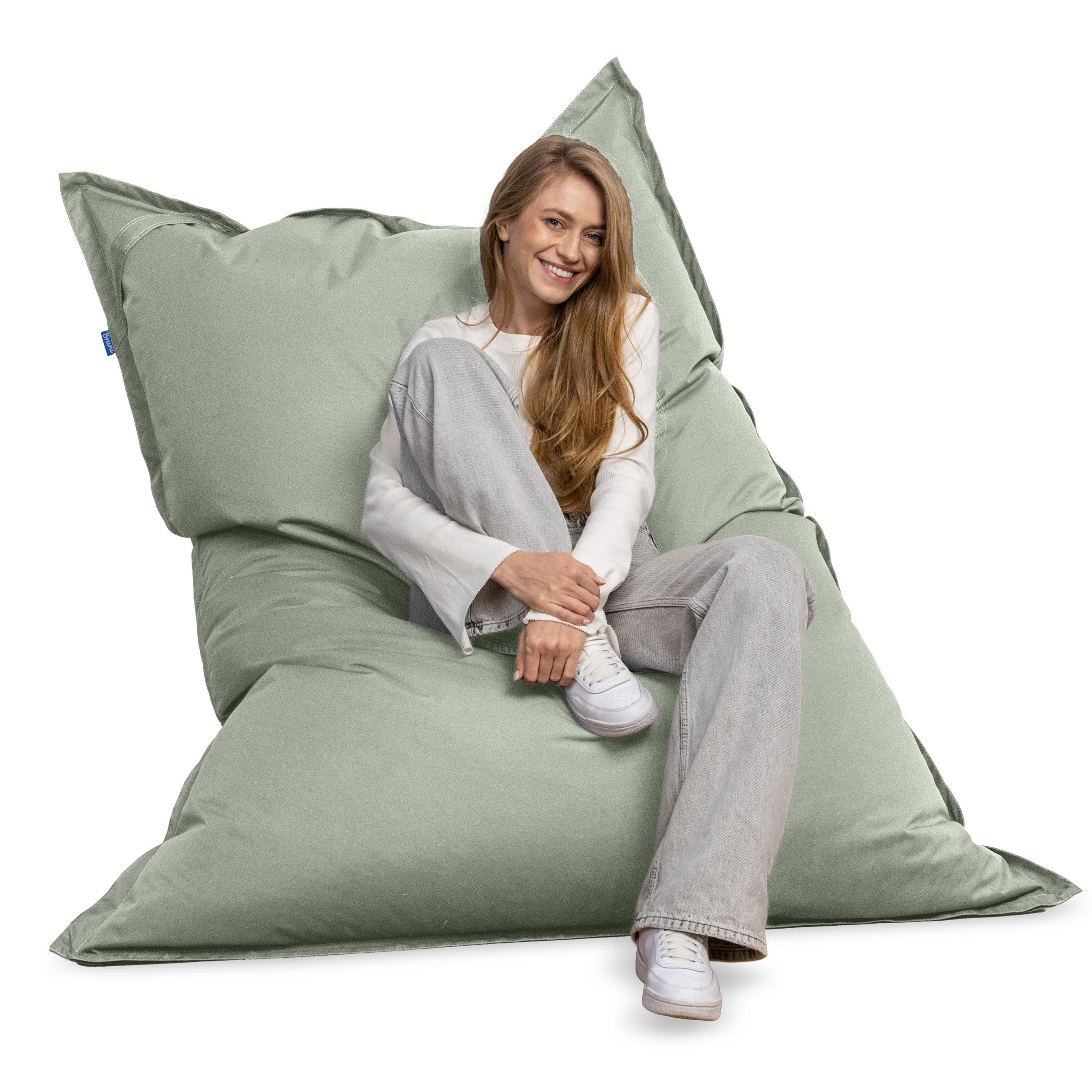 SITZSACK XXL Caree felsgrau, 140x180cm groß für Outdoor - Dunkelgrau/Grau, Textil (180/140/30cm) - Bruni