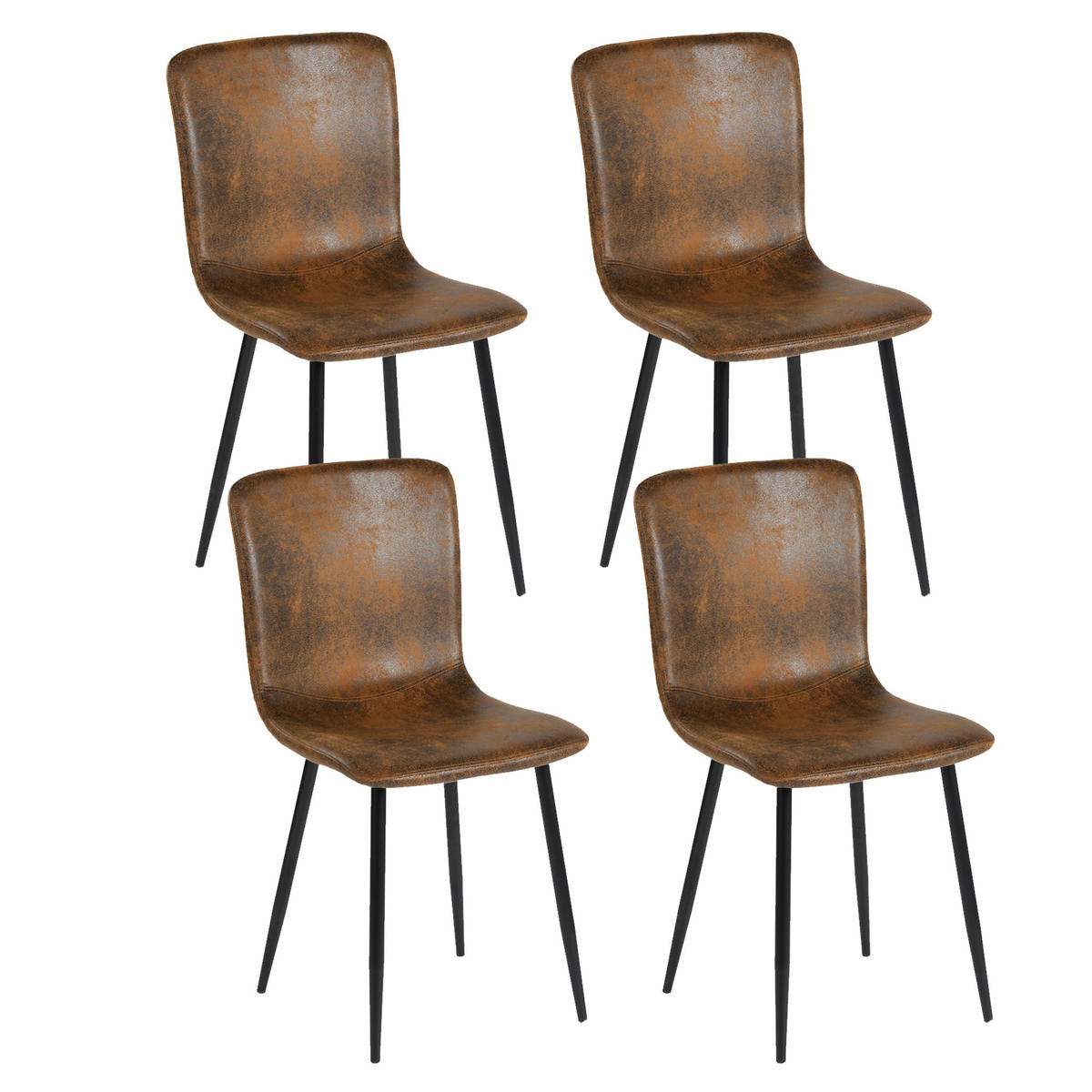 STUHL-SET 4 Stück braun - Schwarz/Braun, Holzwerkstoff/Textil (44/87/54cm) - Urban Meuble