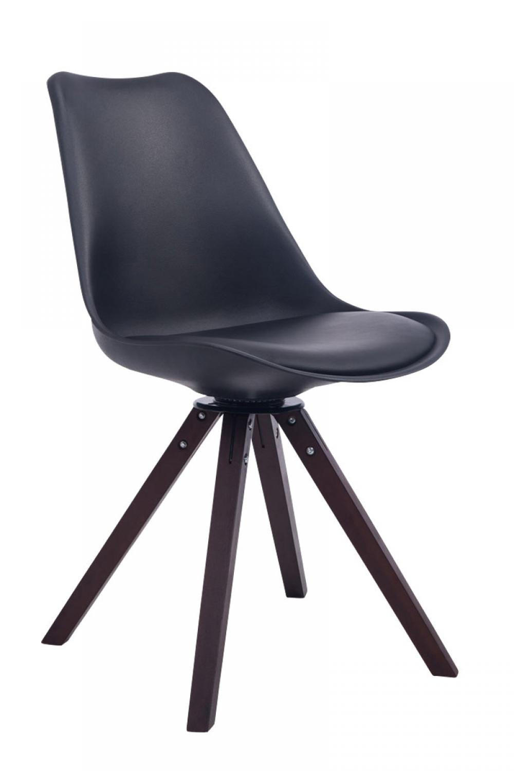 DREHSTUHL Lederlook Schwarz - Walnussfarben/Schwarz, Holz/Textil (48/84/56cm) - CLP