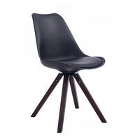 DREHSTUHL Lederlook Schwarz - Walnussfarben/Schwarz, Holz/Textil (48/84/56cm) - CLP