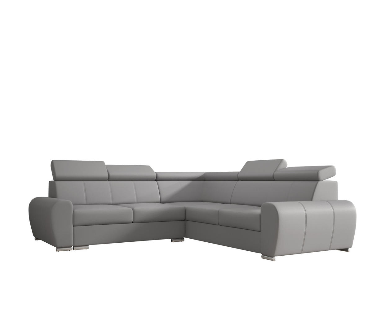 ECKSOFA APOLLO,mit Schlaffunktion und Bettkasten, Farbe: Dunkelgrau, Kunstleder, Ottomane Rechts - Dunkelgrau, Textil (255/255cm) - O-Sofa