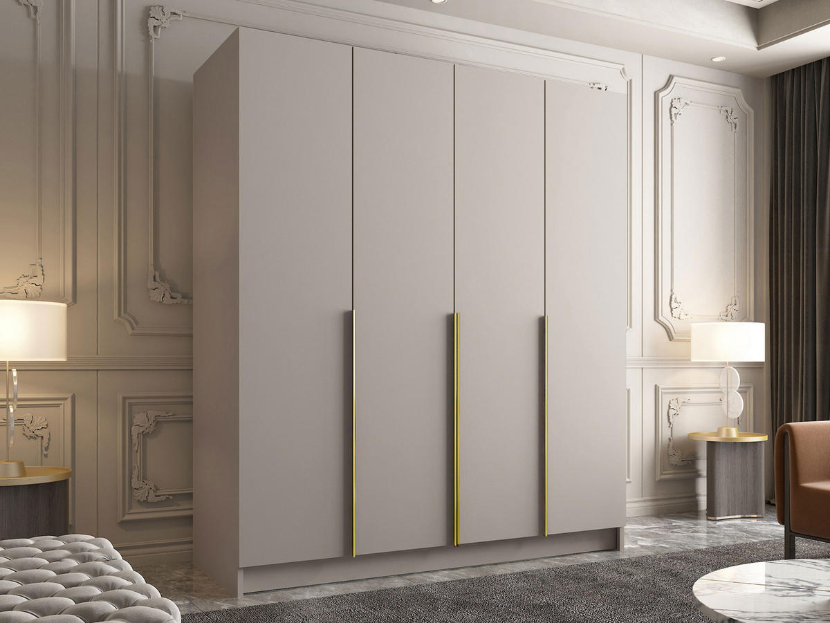 KLEIDERSCHRANK Santi I - Beige/Goldfarben, Holzwerkstoff/Metall (200/215/58cm) - MIRJAN24