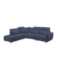 ECKSOFA mit verstellbaren Kopflehnen und Nosagfederung - Dunkelblau, Textil (339/285cm) - ed exciting design