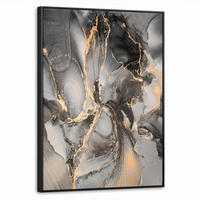 LEINWAND Bilder mit Rahmen - Grau - Luxus - Gold - Marmor - 50x70 - Dunkelgrau, Textil (50/70cm) - MuchoWow