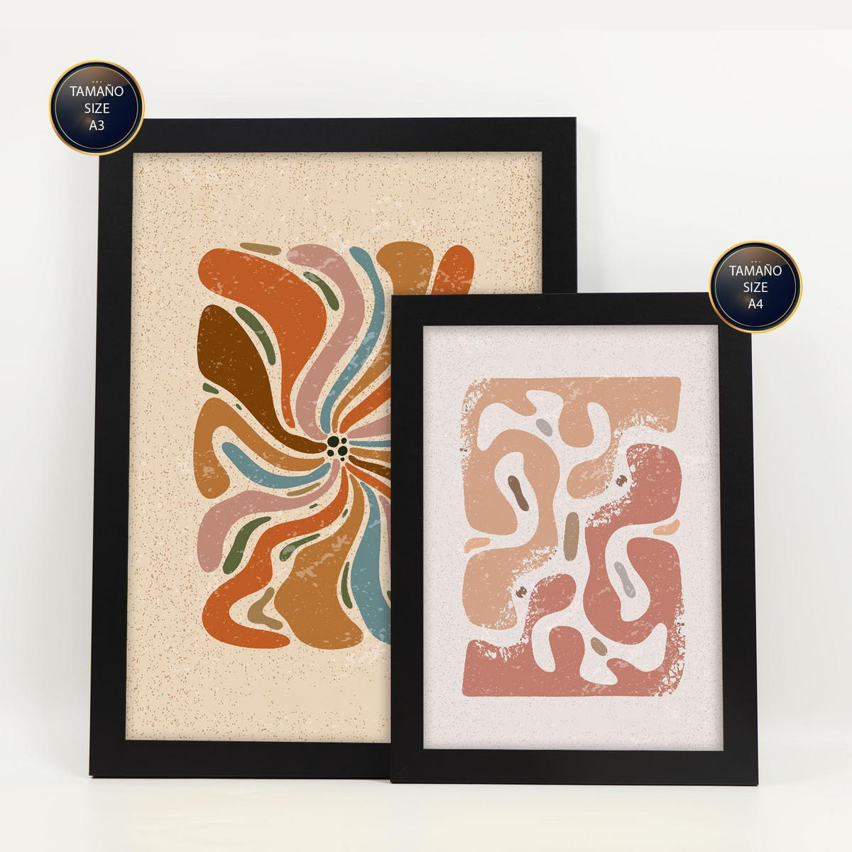 POSTER Set Mit 6 ethnische Bewegung Größe A3 & A4 Schwarzer Rahmen - Schwarz, Papier (29.7/1cm) - Nacnic