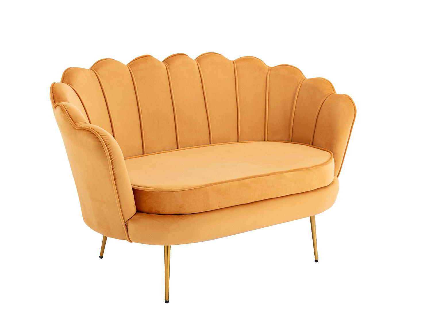 SOFA ohne Schlafmöglichkeit - -Sitzer - Samt, Stoff - Senffarben - - Dunkelgelb, Textil (124/78/73cm) - Vente-Unique