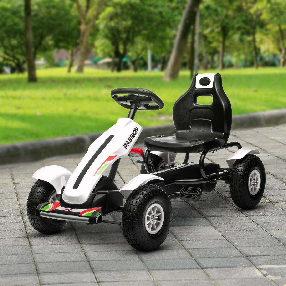 TRETKART DE-13018 verstellbarer Sitz Weiß/Schwarz - Weiß, Kunststoff (121/58/61cm) - ComfortXL
