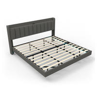 LED BETT MELURA - Dunkelgrau, ohne Matratze - Dunkelgrau, Kunststoff - Home Deluxe