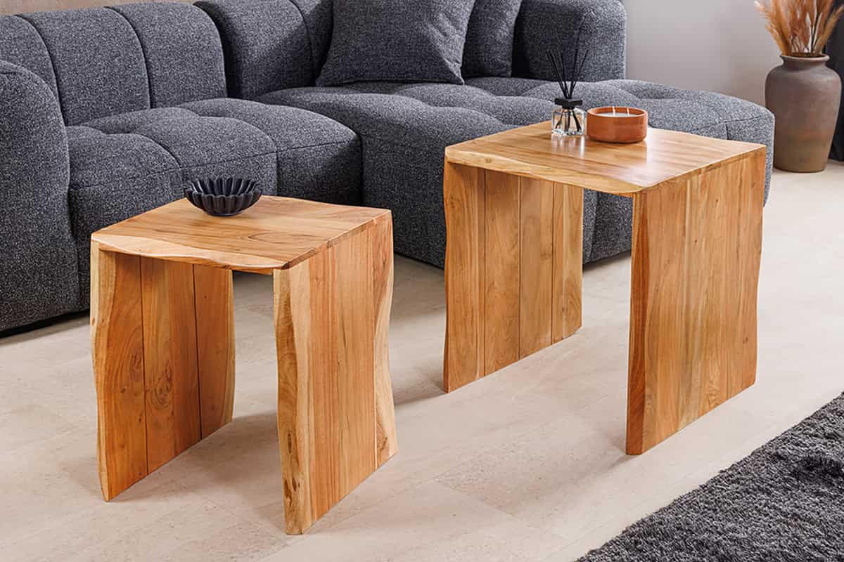 BEISTELLTISCHSET MAMMUT 2-teilig Akazie Braun 55cm - Braun, Holz (50/50/55cm) - riess-ambiente