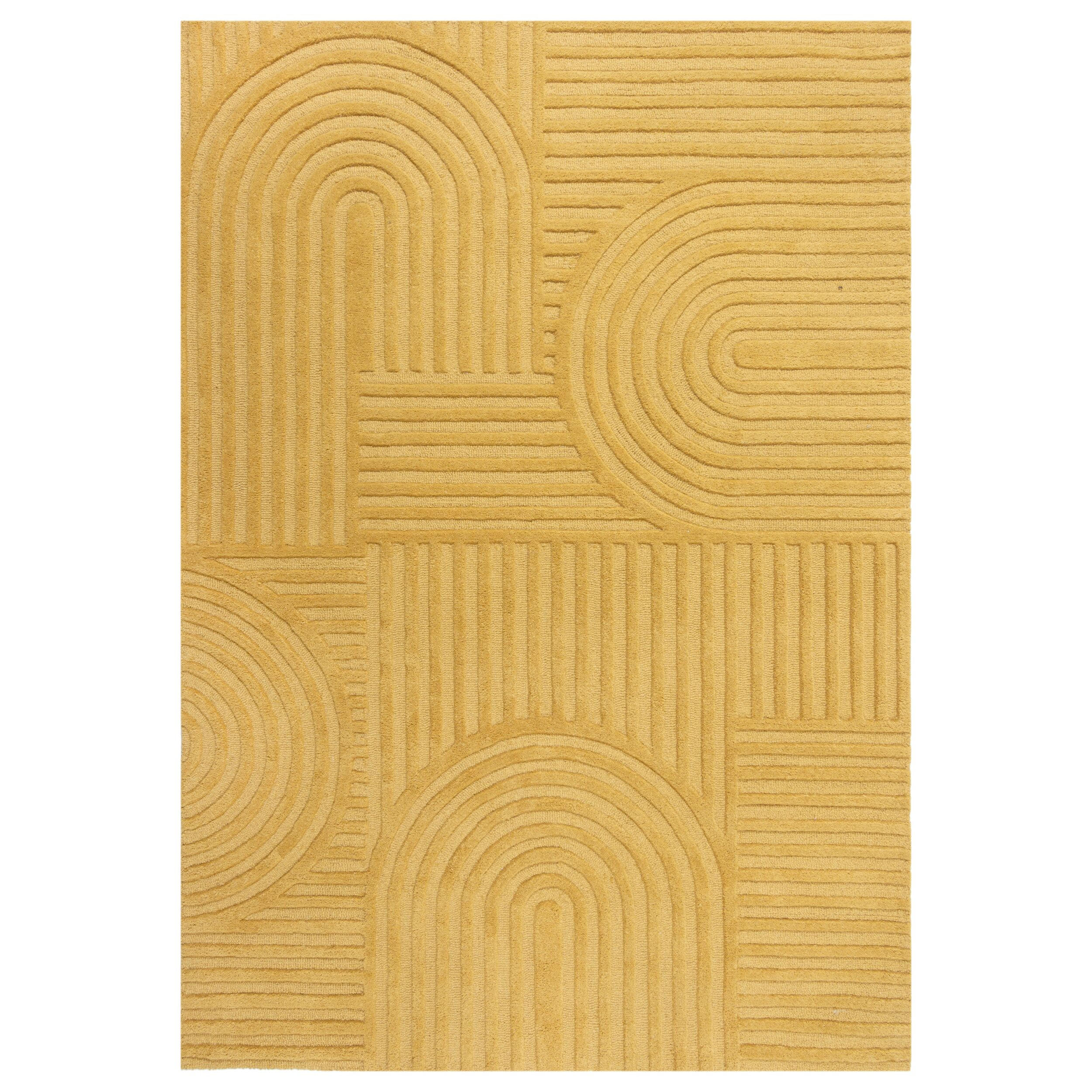 WOLLTEPPICH Pastell-Design, handgetuftet LEVEN BLAKE, Senfgelb 160x230 cm - Currygelb, Textil (160/230cm) - KADIMA DESIGN