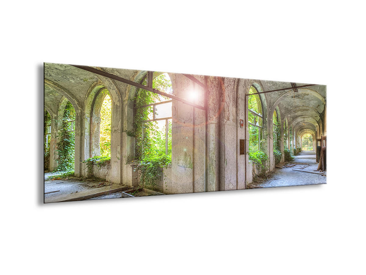 GLASBILD 80x30 cm Lost Place Architektur - Gelb, Glas (80/30cm) - artissimo