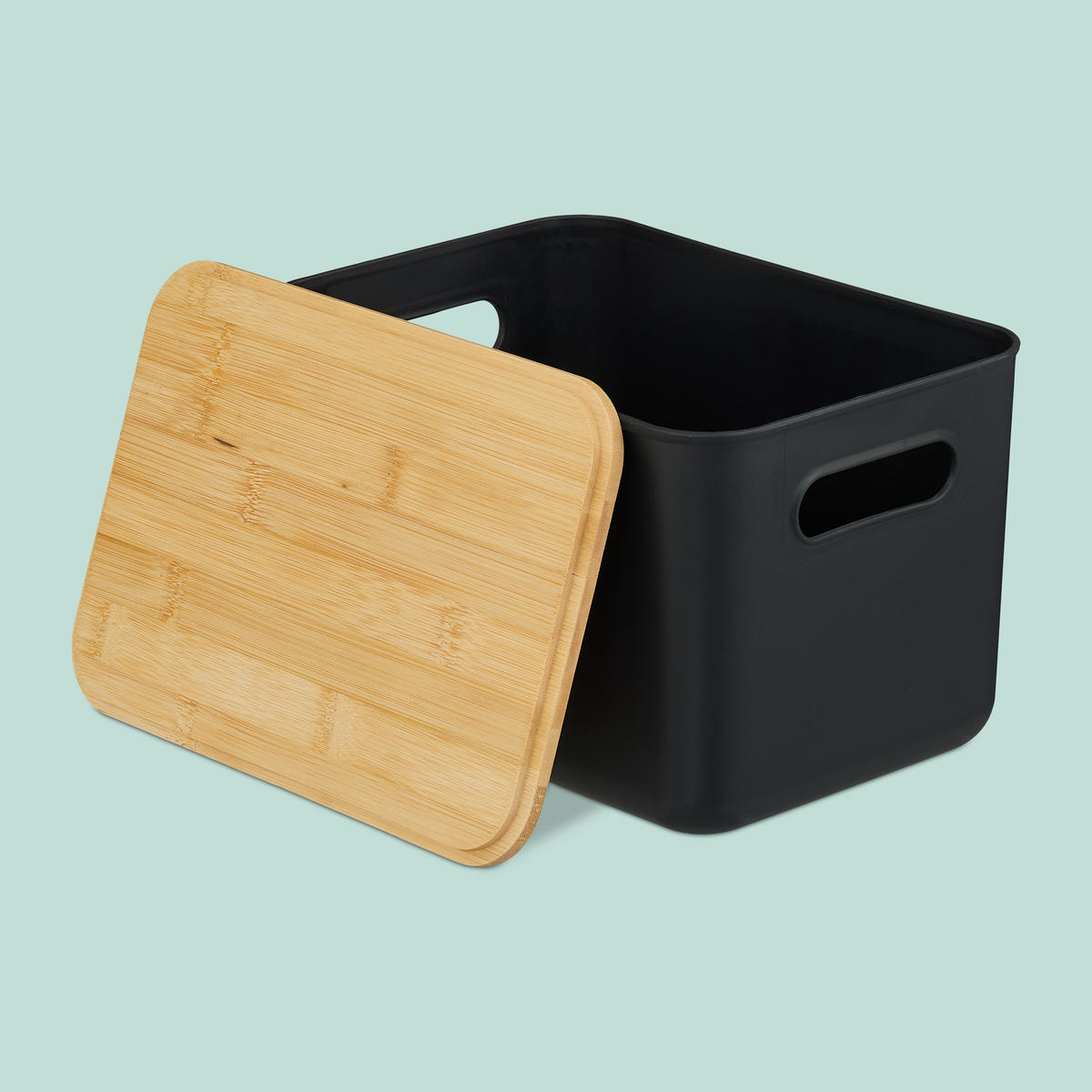 AUFBEWAHRUNGSBOX - Schwarz, Holz/Kunststoff (25/36/16cm) - Relaxdays