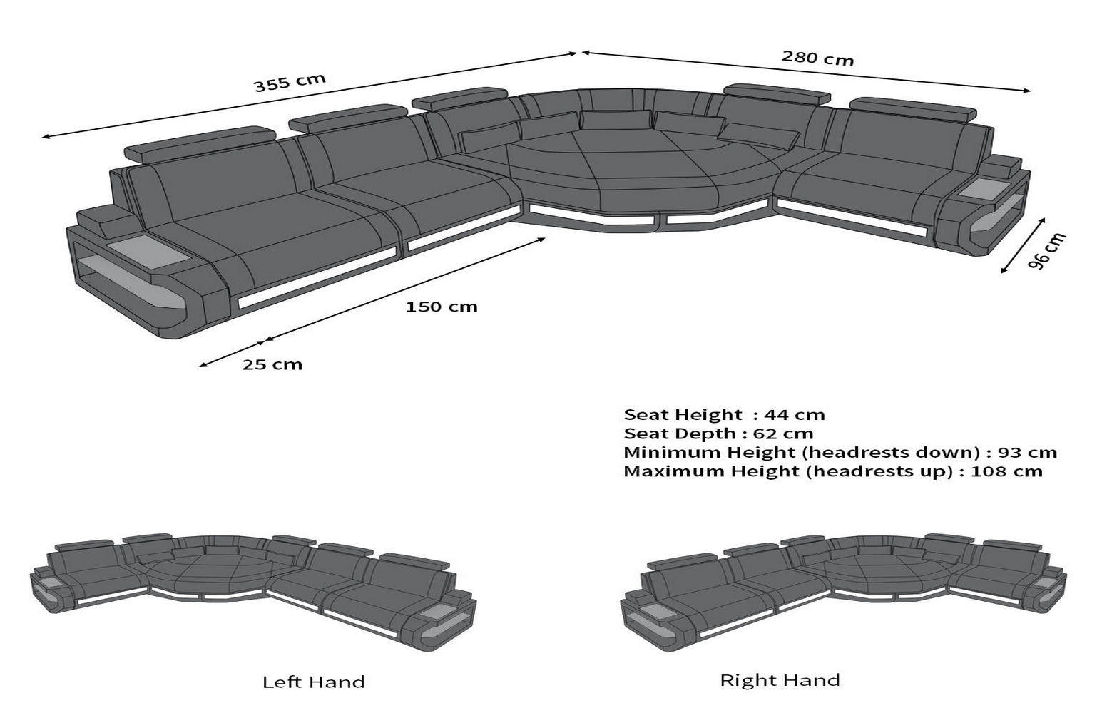 LEDERSOFA Asti L - Weiß, Leder (280/355cm) - Sofa Dreams