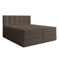 BOXSPRINGBETT FINIKE 160x200 cm mit Bettkasten und 2 Matratzen - Braun + TOPPER - Beige/Schwarz, Holz/Holzwerkstoff (160/200cm) - AX Living