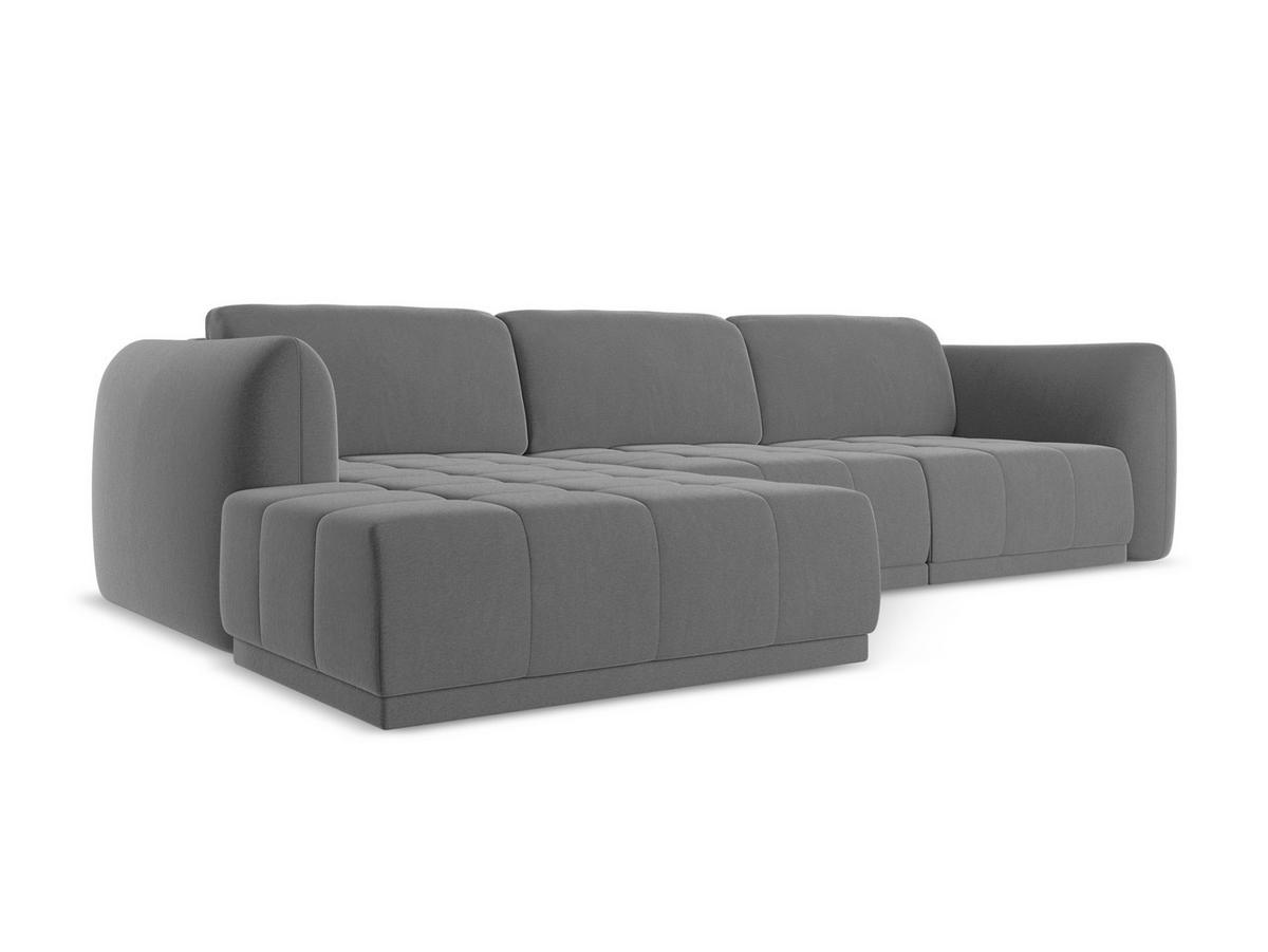 ECKSOFA Links Samt Stoff Grau - Schwarz/Grau, Kunststoff/Textil (170/290cm) - Makamii