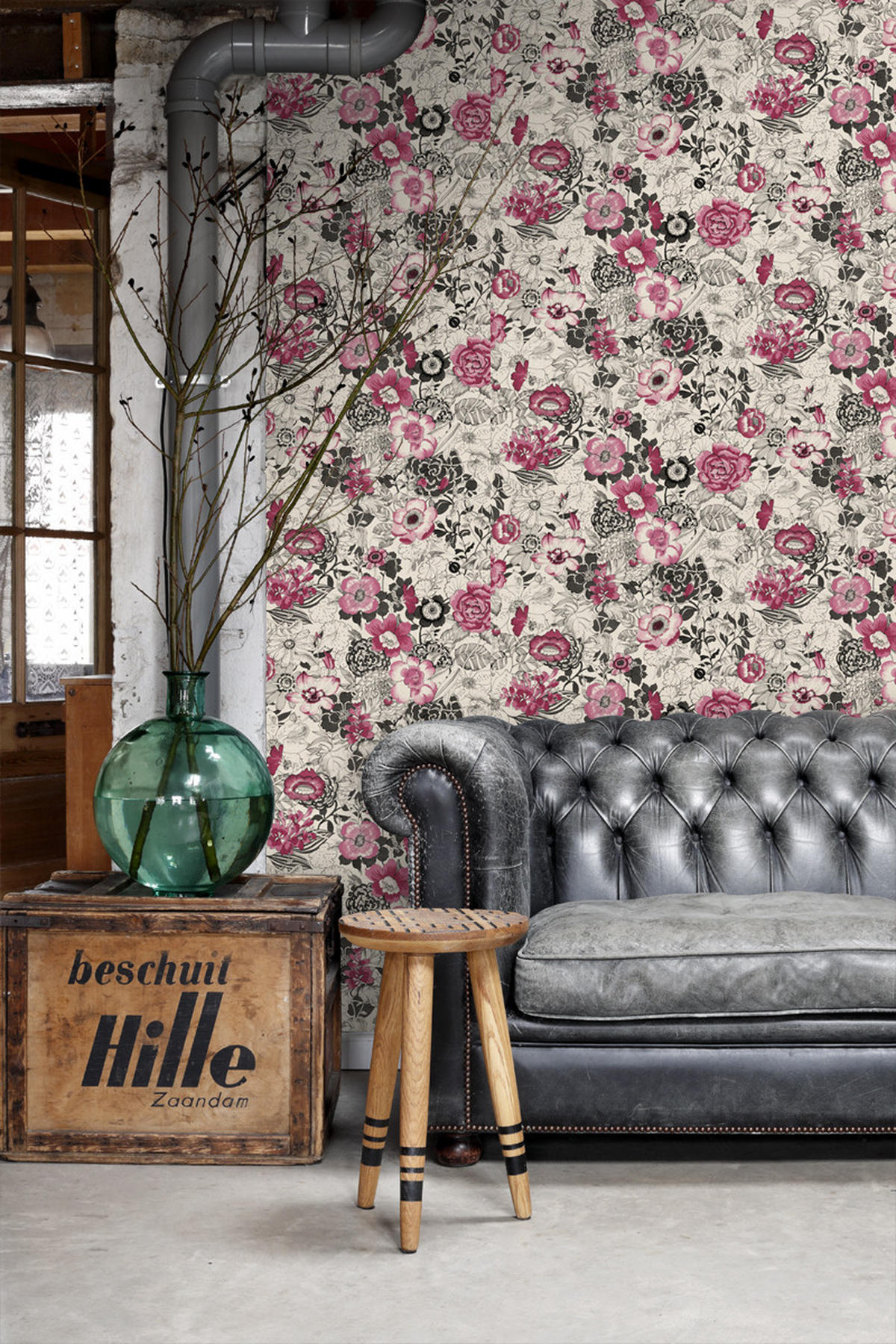 TAPETE Blumen 53 cm x 10.05 m - Rot, Papier (53/1000cm) - ESTAhome