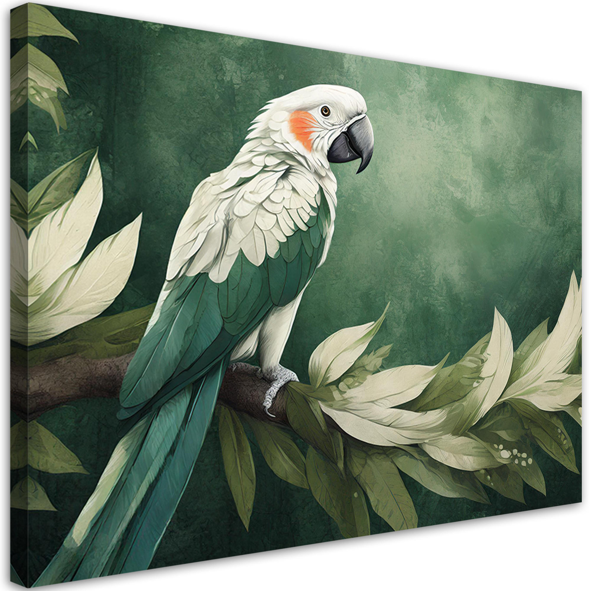 WANDBILD papagei vogel tiere - Grün, Textil (60/40cm) - Feeby