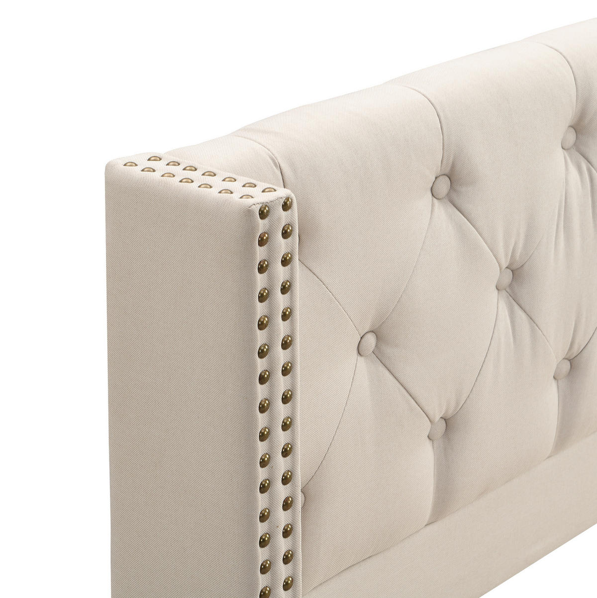 POLSTERBETT mit Lattenrost 180x200 cm Leinen Beige - Weiß, Metall (180/200cm) - Meubliv