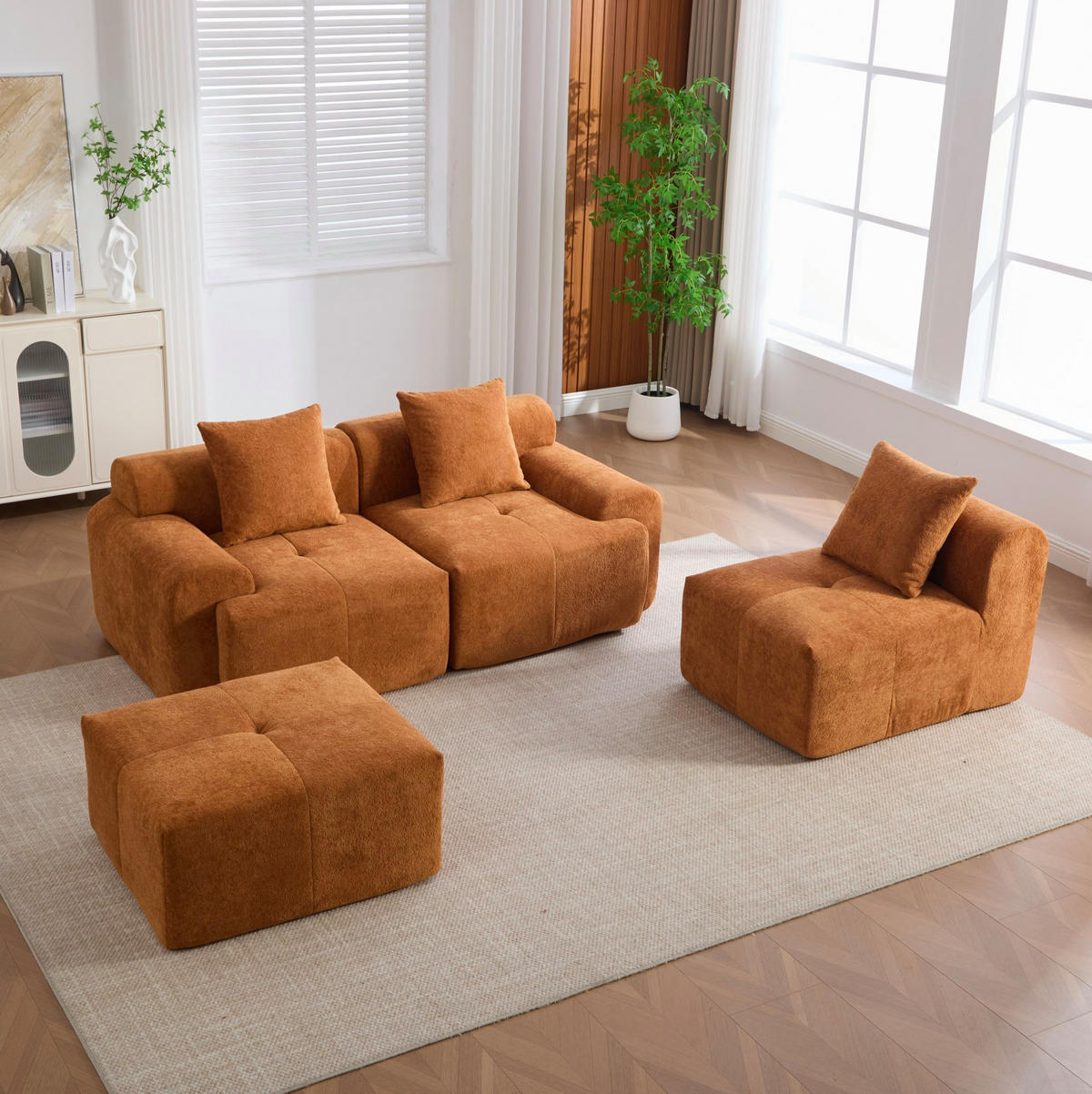 ECKSOFA 97/100/68 cm Orange aus Kordstoff mit Memory-Schaum - Orange, Textil (100/97cm) - OKMYHOME