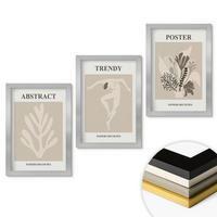 WANDBILDER 3er Set - 20x30 cm Silberner Rahmen - Blumenmuster beige braun - Silberfarben, Kunststoff (20/30cm) - ArtPrintCave