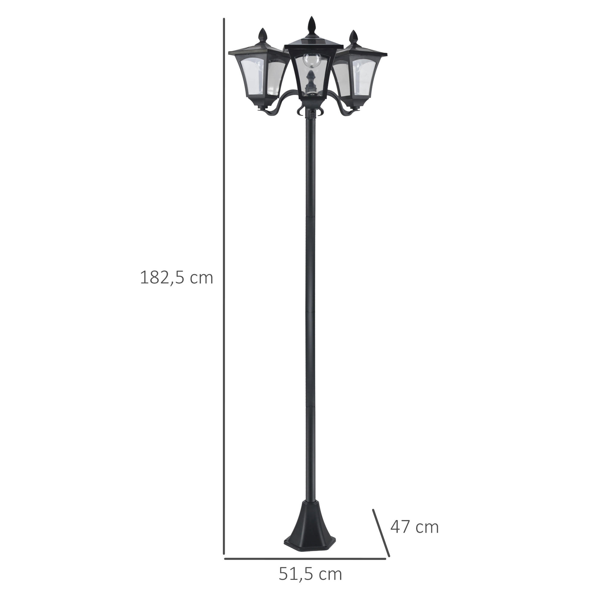 Thumbnail - Outsunny Gartenlaterne,, Schwarz, Metall, 47x182.5x51.5 cm, Lampen & Leuchten, Außenbeleuchtung, Außenleuchten