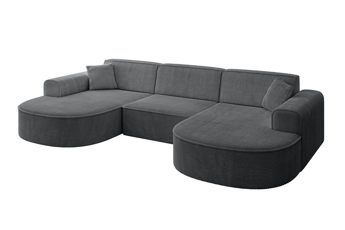 WOHNLANDSCHAFT MARI-U1 - 295x163x73,5 cm Dunkelgrau Cord - Dunkelgrau/Schwarz, Holzwerkstoff/Kunststoff (295/73.5/163cm) - ALTDECOR