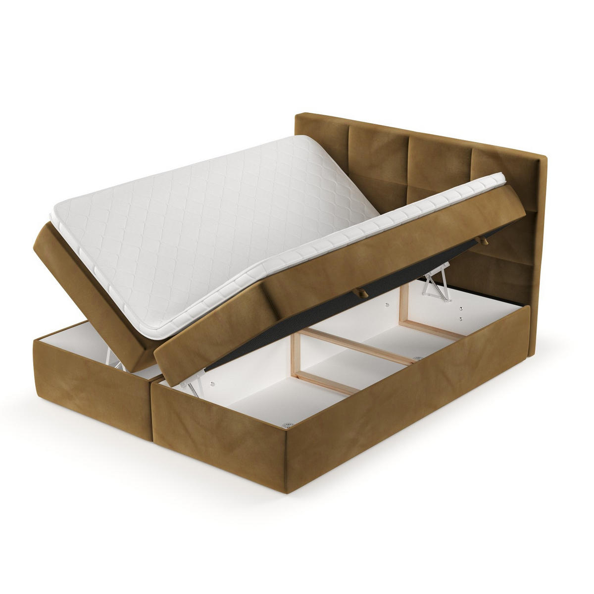 BOXBETT Oris 140/200 cm Honiggelb im Kronos Stoff - Schwarz/Honig, Holz/Holzwerkstoff (140/200cm) - AltaBeds