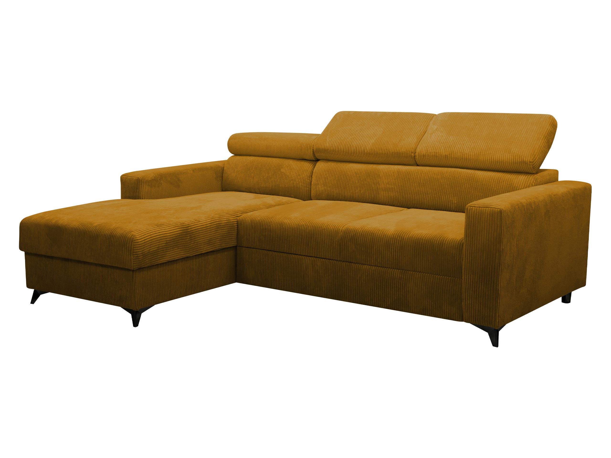 ECKSOFA Milano Premium Cord, Seite: Links LC+2R - Schwarz/Bronzefarben, Holz/Textil (236/172cm) - MIRJAN24