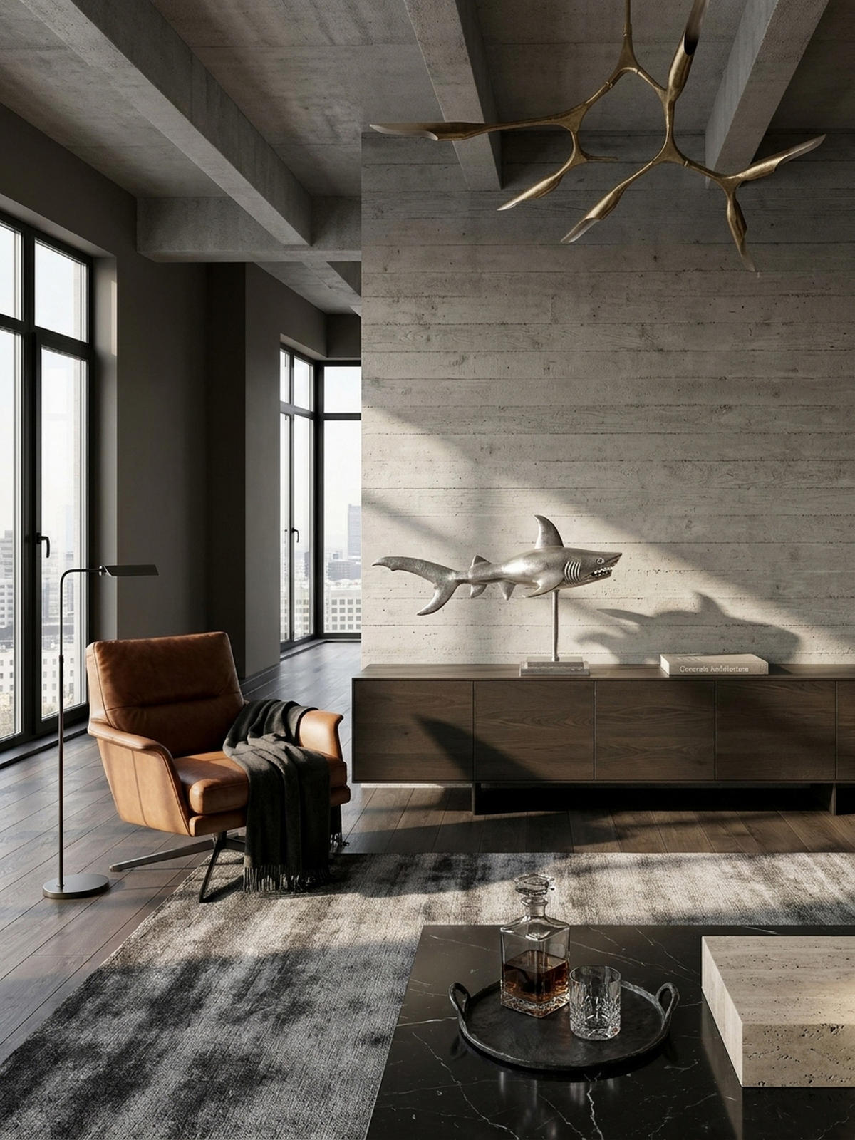 DEKOFIGUR Hai Aluminium 70 cm mit Sockel im maritimen Stil, Silbern 70x27x49 cm - Silberfarben, Metall (70/49/27cm) - KADIMA DESIGN