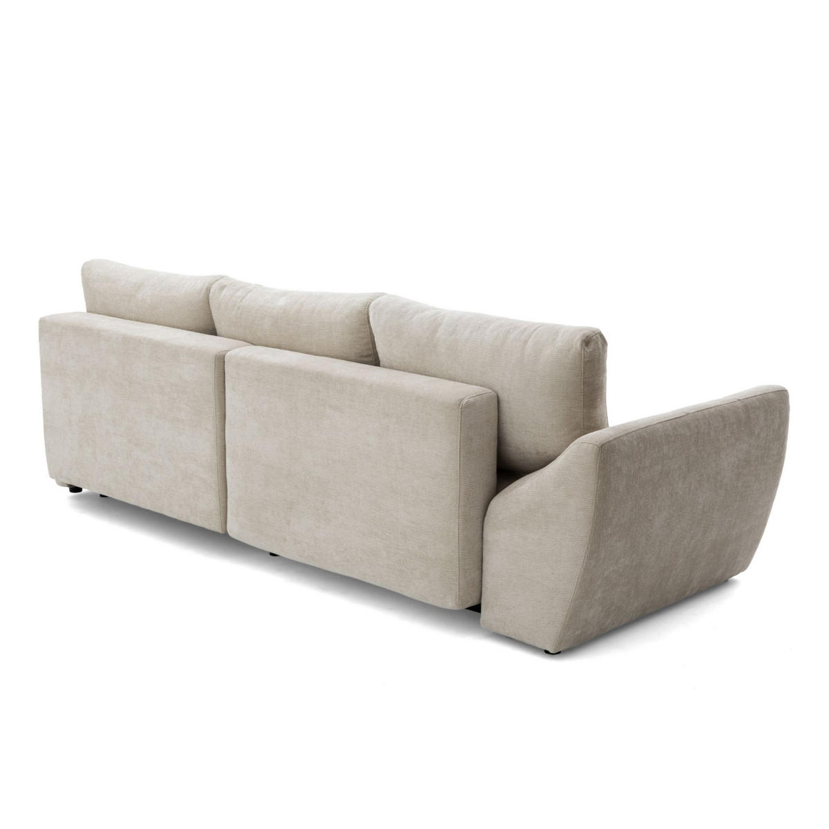 ECKSOFA NICE L Rechts mit Schlaffunktion 137x204 Chenille Beige - Beige/Schwarz, Holz/Textil (165/260cm) - Muffo